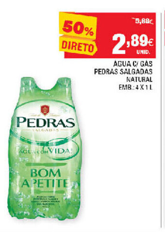 Continente Água C/Gás Pedras Salgadas Natural 4x1L promoção