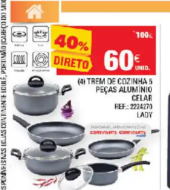 Continente (4) Trem de Cozinha 5 Peças Aluminio Celar promoção