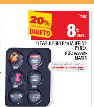 Continente (4) Tabuleiro P/6 Muffins Pyrex promoção
