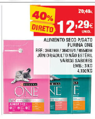 Continente Alimento Seco P/Gato Purina One 3kg promoção