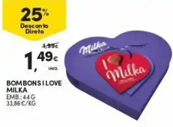 Continente Bombons I Love Milka 44g promoção