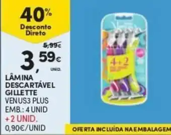 Continente Lâminas Descartáveis Gillette 4 Unid + 2 Unid promoção