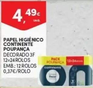 Continente Papel Higiénico Continente Pounpança 12 Rolos promoção