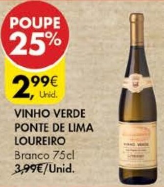 Pingo Doce Vinho Verde Ponte de Lima Loureiro 75cl promoção