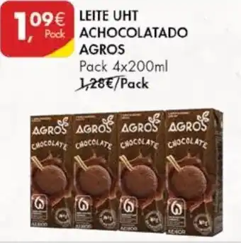 Pingo Doce Leite UHT Achocolatado Agros 4x200ml promoção