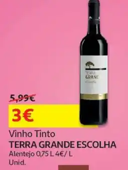 Auchan Vinho Tinto TERRA GRANDE ESCOLHA Alentejo promoção