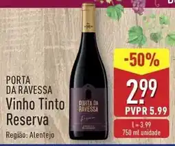 ALDI Porta da ravessa - vinho tinto reserva promoção