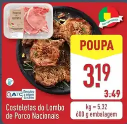 ALDI Costeletas do lombo de porco nacionals promoção