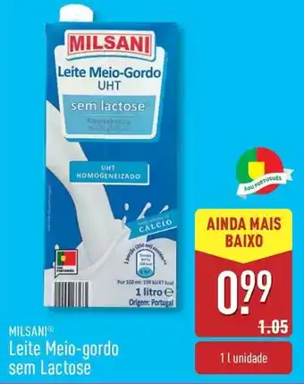 ALDI Milsani - leite meio-gordo sem lactose promoção