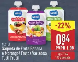 ALDI Nestle - saqueta de fruta banana e morango/frutos variados/tutti frutti promoção