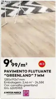 Bricomarché A+ - pavimento flutuante greenland 7 mm promoção