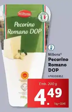 Lidl Milbona - pecorino romano dop promoção