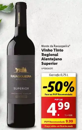 Lidl Monte da ravasqueira - vinho tinto regional alentejano superior promoção