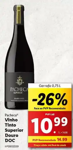 Lidl Pacheca - vinho tinto superior douro doc promoção