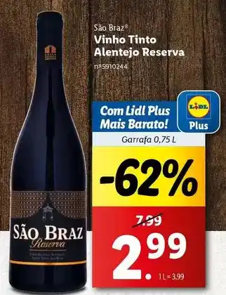 Lidl Portal s. braz - vinho tinto alentejo reserva promoção