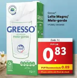 Lidl Gresso - leite magro/meio-gorido promoção