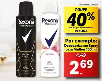 Lidl Rexona - desodorizante spray para mulher promoção