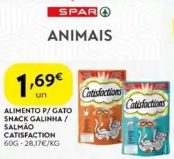 Spar Alimento p/gato snack galinha / salmão catisfaction promoção