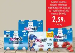 Froiz Actimel Danone natural, morango, multifrutas, 0% natural ou morango ou Kids natural promoção