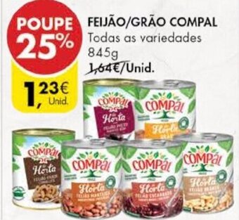 Pingo Doce Feijão/ Grão Compal 845g promoção