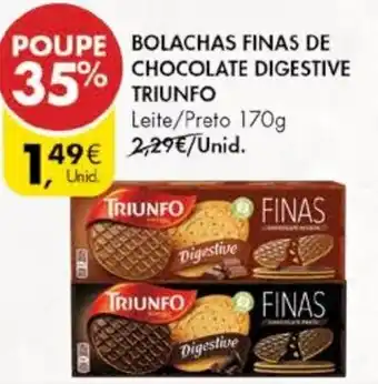 Pingo Doce Bolachas Finas de Chocolate Digestive Triunfo Leite/Preto 170g promoção