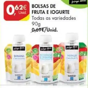 Pingo Doce Bolsas de Fruta e Iogurte 90g promoção