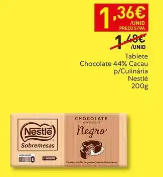 Recheio Nestlé - tablete chocolate 44% cacau p/ culinaria promoção