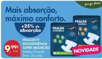 Pingo Doce Pingo doce - fraldas p/ incontinència super absorção promoção