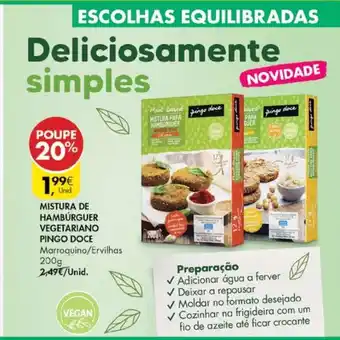 Pingo Doce Mistura de Hambúrguer Vegetariano Pingo Doce 200g promoção