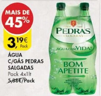 Pingo Doce Água C/Gás Pedras Salgadas Pack 4x1lt promoção