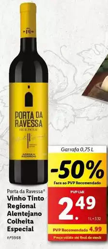 Lidl Alentejo - vinho tinto regional alentejano colheira promoção