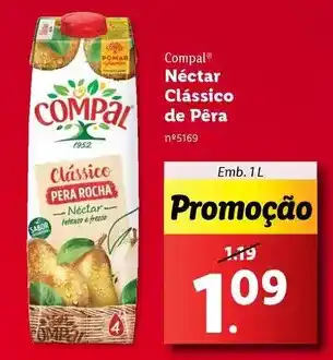 Lidl Compal - néctar classico de pêra promoção