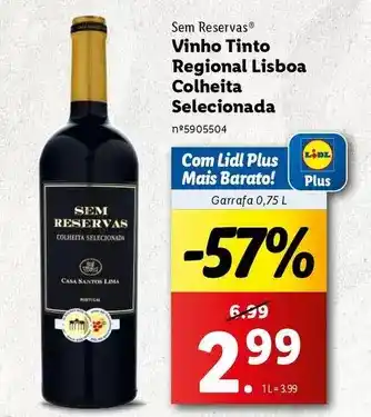 Lidl Lisboa - vinho tinto regional colheita seleccionada promoção