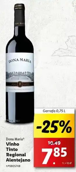 Lidl Dona maria - vinho tinto regional alentejano promoção