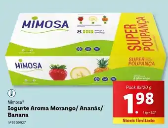 Lidl Mimosa - iogurte aroma morango/ananas/banana promoção