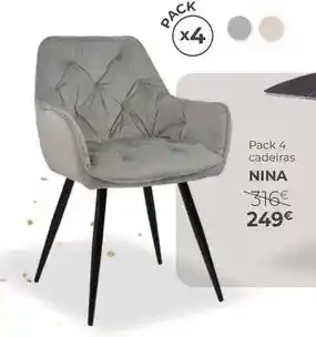 Homy Casa Pack 4 cadeiras nina promoção