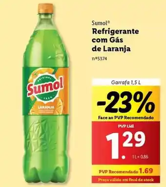 Lidl Sumol - refrigerante com gás de laranja promoção