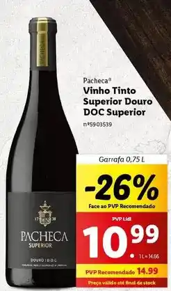 Lidl Pacheca - vinho tinto superior douro doc superior promoção