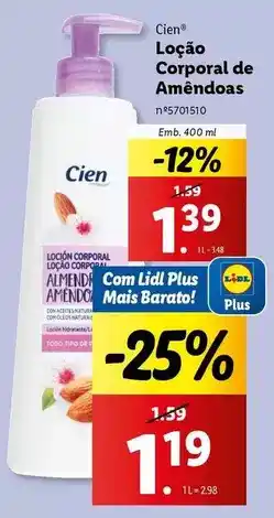 Lidl Cien - loção corporal de amêndoas promoção