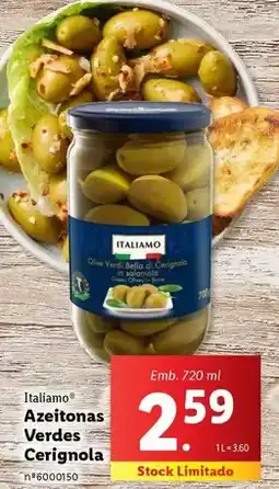 Lidl Italiamo - azeitonas verdes cerignola promoção