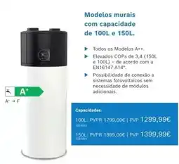 Radio Popular Modelos murais com capacidade de 100l e 150l promoção