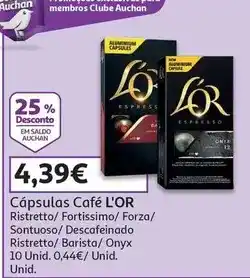 Auchan L'or - cápsulas café :ristretto 10 un promoção