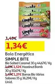 Auchan Simple bite - barra amêndoa framboesa 35g promoção