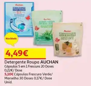 Auchan Auchan - detergente roupa :cáps frescura verde 30 doses promoção