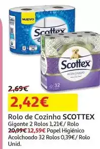 Auchan Scottex - rolos cozinha :gigante 2un promoção