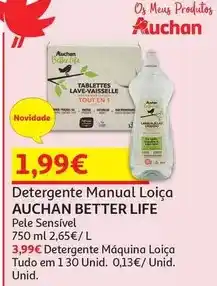 Auchan Auchan - det. loiça manual :better life p. sensível 750ml promoção