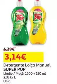 Auchan Super pop - detergente de loiça :manual limão 1200+150 ml promoção