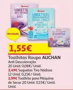 Auchan Auchan - saquetas :tira-nódoa+anti-descolora 12un promoção