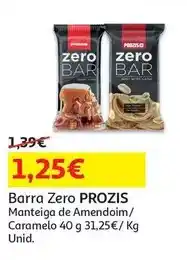 Auchan Prozis - barra zero bar :manteiga de amendoim 40g promoção