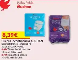 Auchan Auchan - cuecas incontinência :discreet tamanho l branco 10un promoção